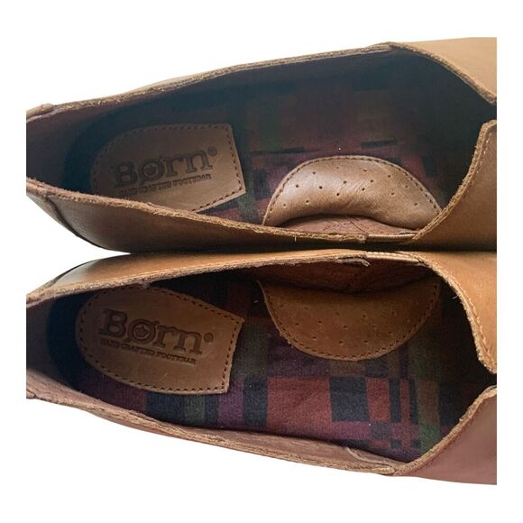 Women's BORN Sebra Slip On Shoes Size 6.5 US Soft Leather Camel Brown Stretch - Picture 8 of 10